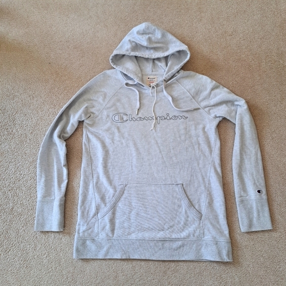 Champion Hoodie Light Grey Womens Medium Sweatshirt Cotton Blend - Picture 13 of 13
